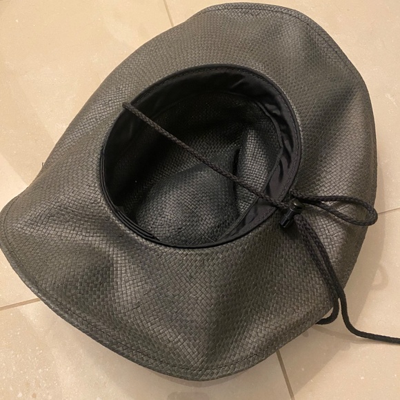 Shady Brady Unisex Black Raffia Straw Cowboy Hat Julia Chin Strap Size Medium - Picture 3 of 9